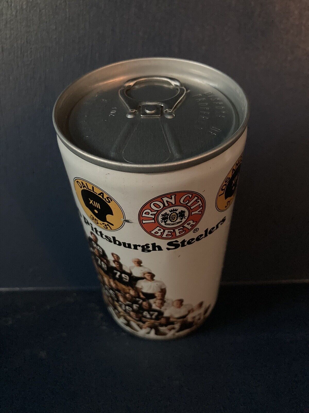 Iron City 1980 Pittsburgh Steelers Pull Tab Beer Can BOTTOM Opened Empty