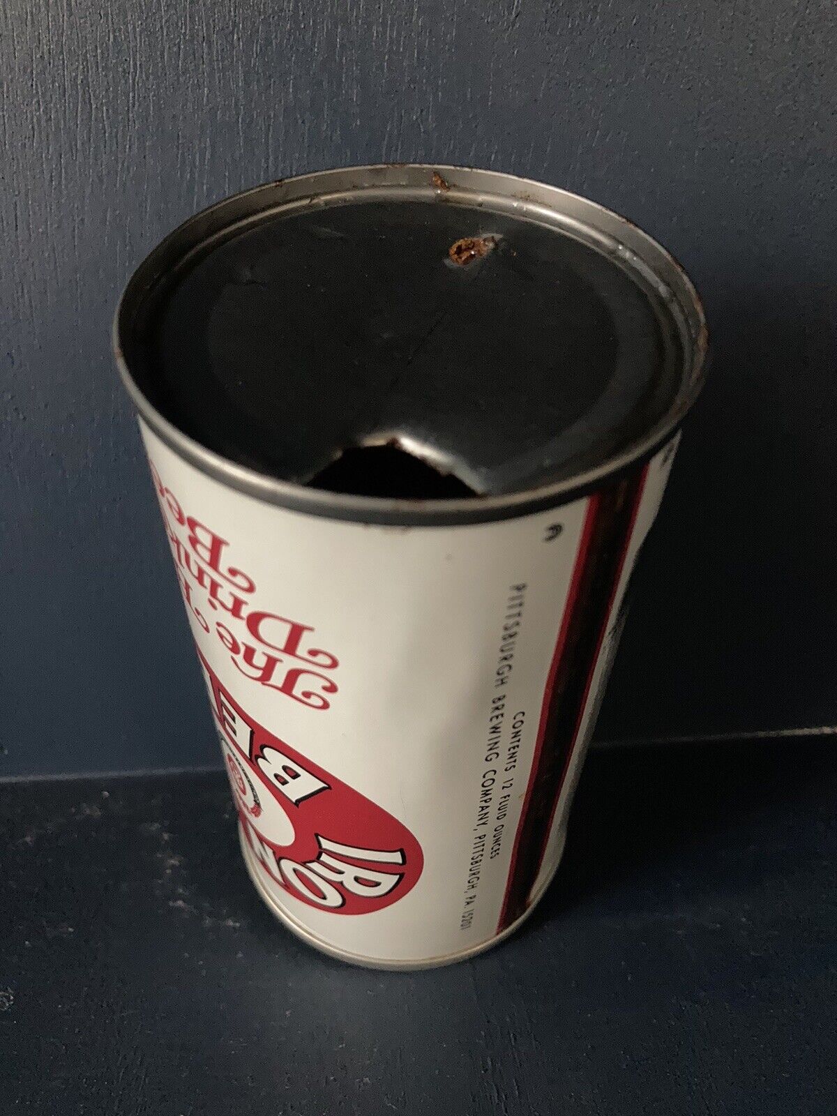 Iron City Old North Side Post Office Pull Tab Beer Can BOTTOM Opened Empty