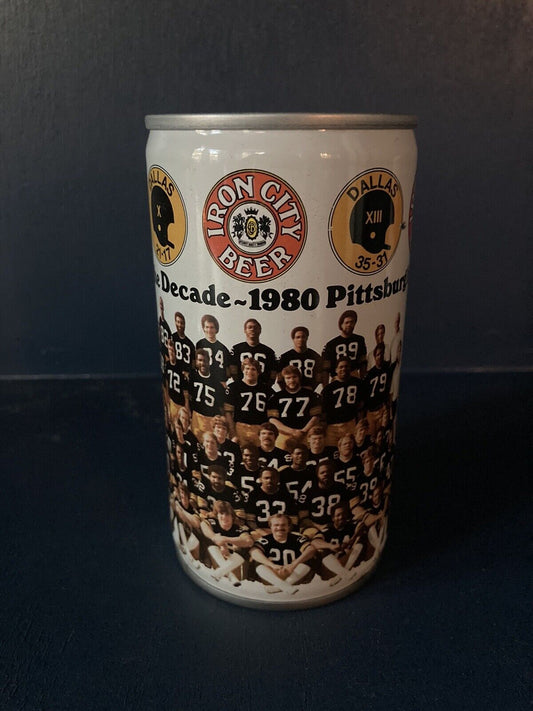 Iron City 1980 Pittsburgh Steelers Pull Tab Beer Can BOTTOM Opened Empty