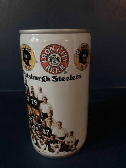 Iron City 1980 Pittsburgh Steelers Pull Tab Beer Can BOTTOM Opened Empty